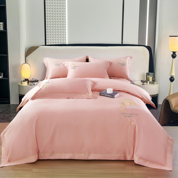 91家纺网 家纺一手货源 找家纺 OL家纺 2025新款100支天丝棉居家轻奢床盖夹棉防滑四件套 芙蓉玉