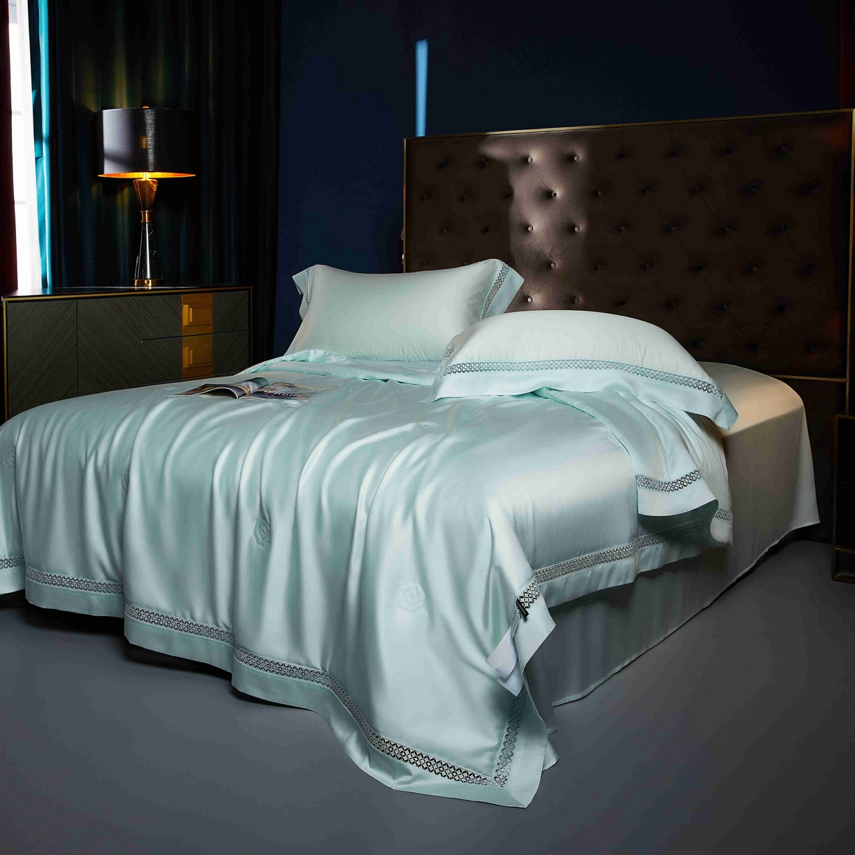 91家纺网 家纺一手货源 找家纺 米多多 2025新款天丝蚕丝夏被【含30%蚕丝】 琉光绿