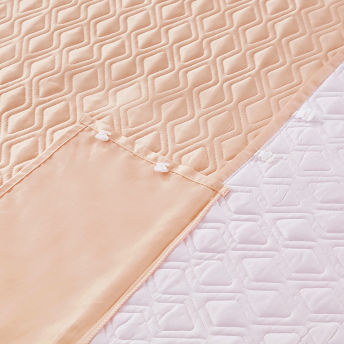 91家纺网 家纺一手货源 找家纺 OL家纺 2025新款100支天丝棉居家轻奢床盖夹棉防滑四件套 桃夭粉