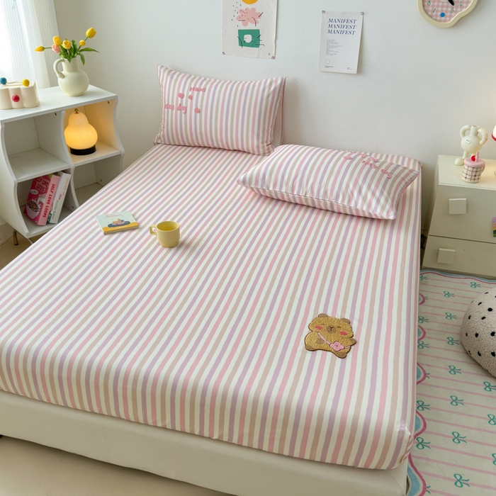 91家纺网 家纺一手货源 找家纺 如意朵 2025全棉老粗布刺绣床笠系列 小卡皮