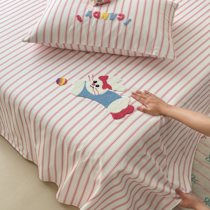 91家纺网 家纺一手货源 找家纺 （总）如意朵 2025全棉老粗布刺绣床单系列