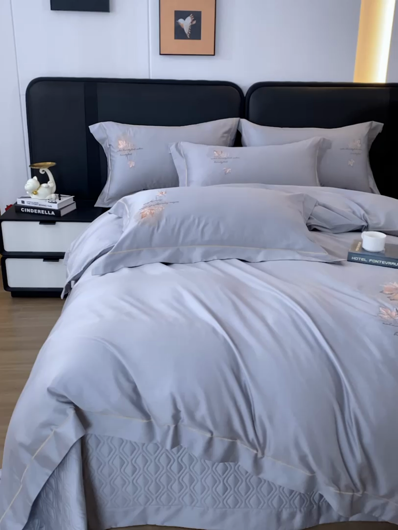 91家纺网 家纺一手货源 找家纺 （总）OL家纺 2025新款100支天丝棉居家轻奢床盖夹棉防滑四件套