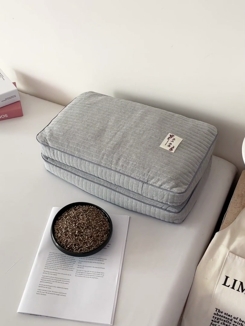 91家纺网 家纺一手货源 找家纺 卓昌枕芯 2025新款韩式磨毛水洗棉面包荞麦枕头枕芯 雾凇灰-水洗棉荞麦枕