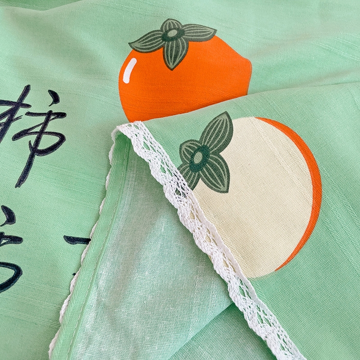 91家纺网 家纺一手货源 找家纺 宜家坊 2025新款春夏原棉鱼骨棉老粗布花边印花床单软凉席三件套 柿柿如意-绿