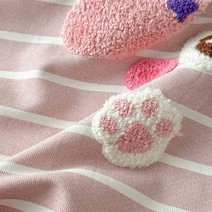 91家纺网 家纺一手货源 找家纺 如意朵 2025全棉老粗布刺绣床单系列 小可爱