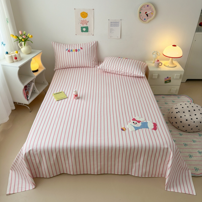 91家纺网 家纺一手货源 找家纺 （总）如意朵 2025全棉老粗布刺绣床单系列