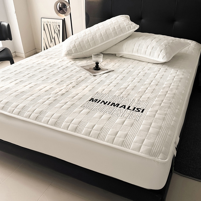 91家纺网 家纺一手货源 找家纺 （总）3C 2025新款全棉水洗棉刺绣夹棉床笠