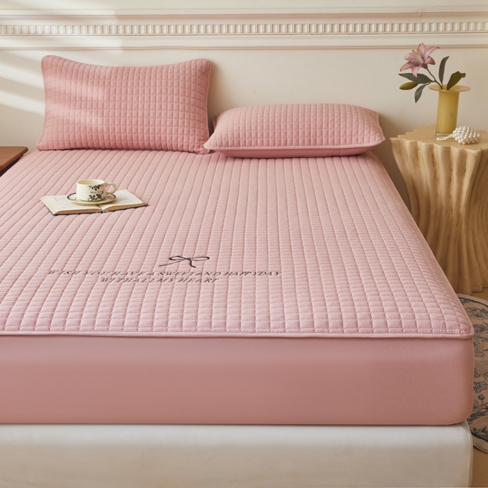 91家纺网 家纺一手货源 找家纺 3C 2025新款全棉水洗棉夹棉 床笠-蝴蝶结 蝴蝶结 烟粉