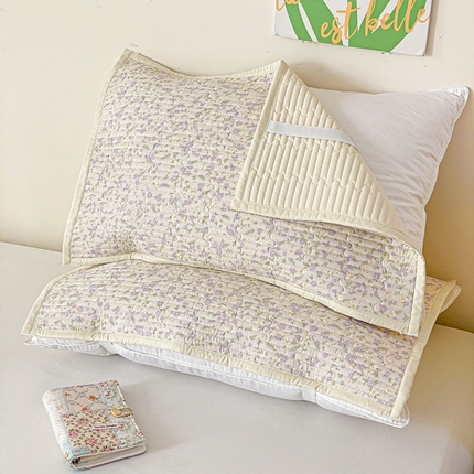 雅萱家纺 2025新款全棉双层纱夹棉枕巾 明媚春色-枕巾【一对】