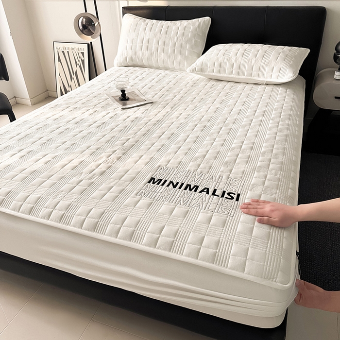 91家纺网 家纺一手货源 找家纺 （总）3C 2025新款全棉水洗棉刺绣夹棉床笠