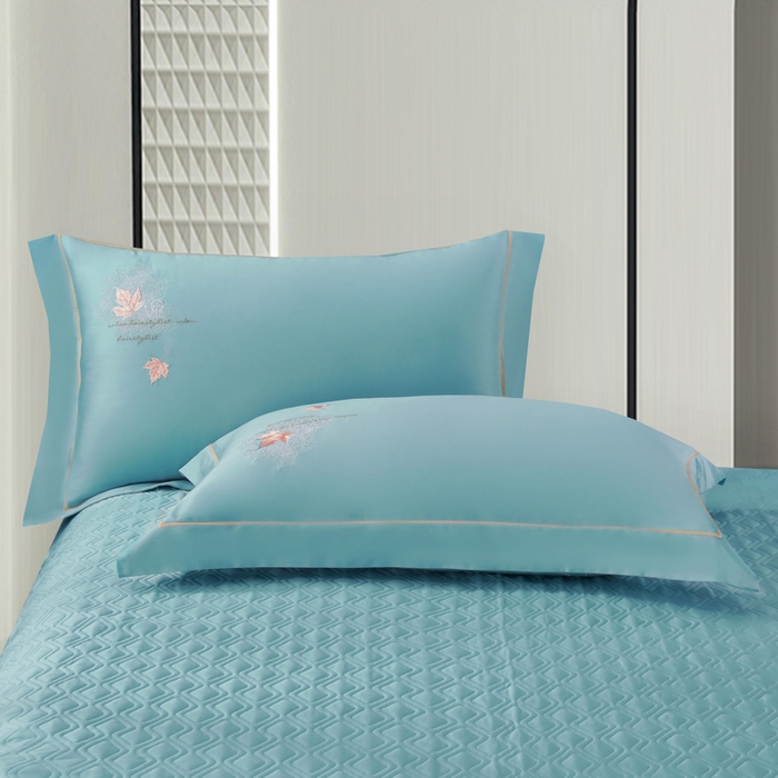 91家纺网 家纺一手货源 找家纺 OL家纺 2025新款100支天丝棉居家轻奢床盖夹棉防滑四件套 水云兰