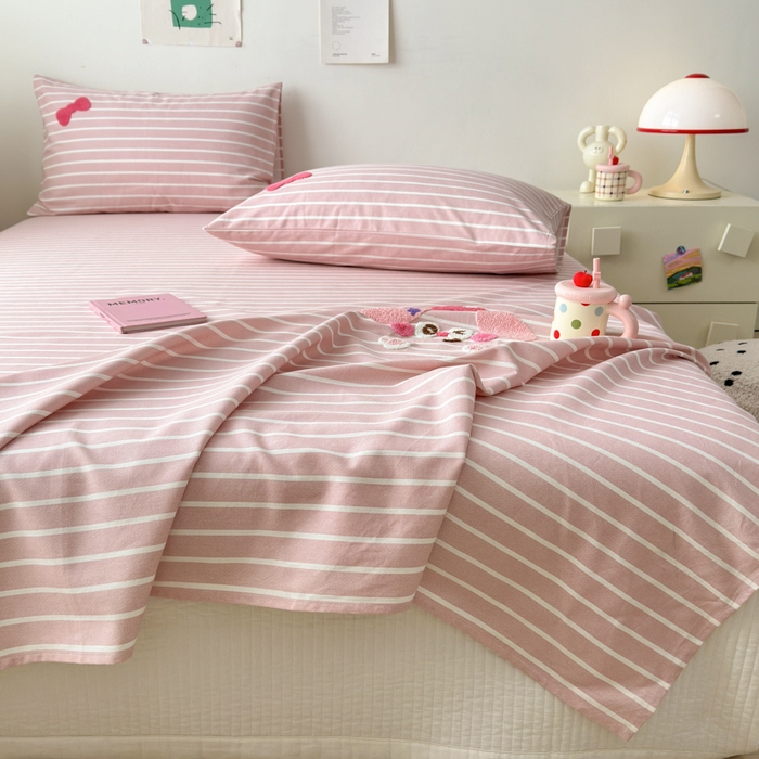 91家纺网 家纺一手货源 找家纺 如意朵 2025全棉老粗布刺绣床单系列 小可爱