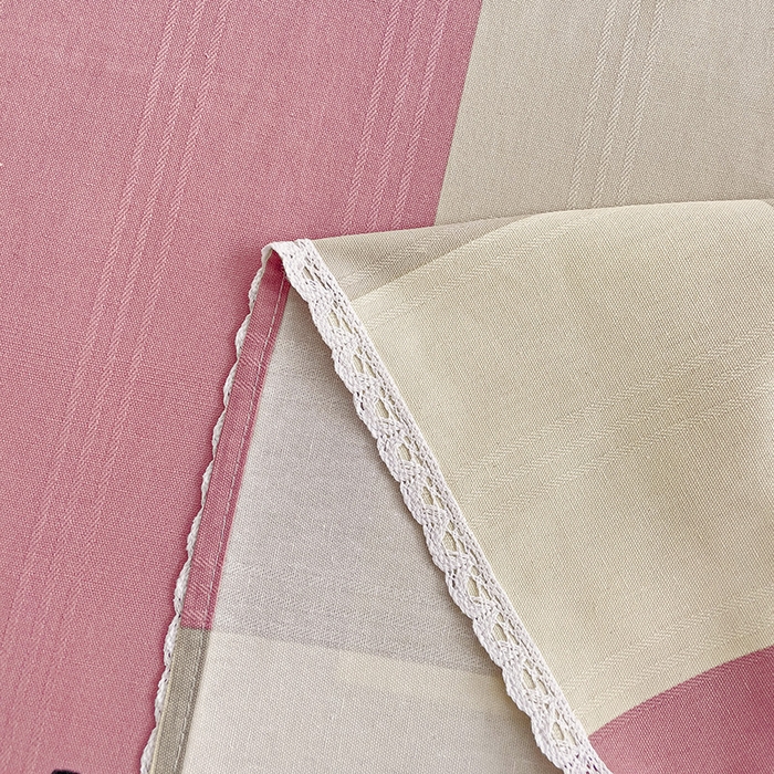 91家纺网 家纺一手货源 找家纺 宜家坊 2025新款春夏原棉鱼骨棉老粗布花边印花床单软凉席三件套 宜家-粉