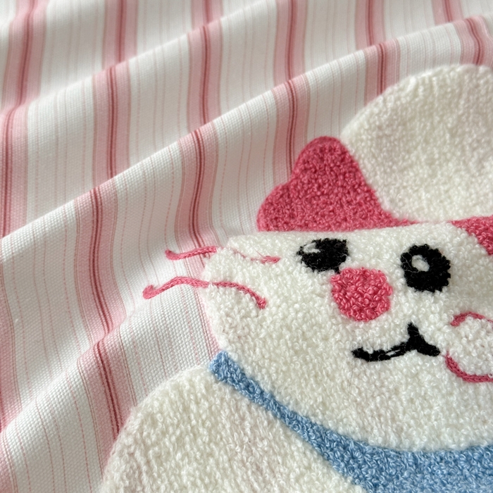 91家纺网 家纺一手货源 找家纺 如意朵 2025全棉老粗布刺绣床单系列 萌小兔