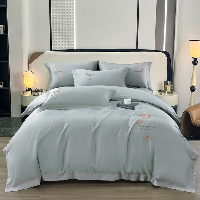 91家纺网 家纺一手货源 找家纺 OL家纺 2025新款100支天丝棉居家轻奢床盖夹棉防滑四件套 月落灰