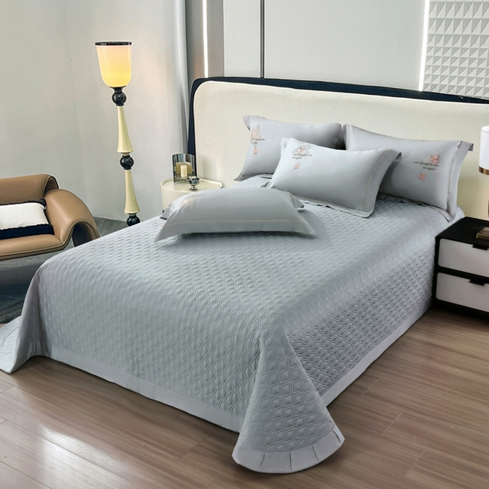 91家纺网 家纺一手货源 找家纺 OL家纺 2025新款100支天丝棉居家轻奢床盖夹棉防滑四件套 月落灰