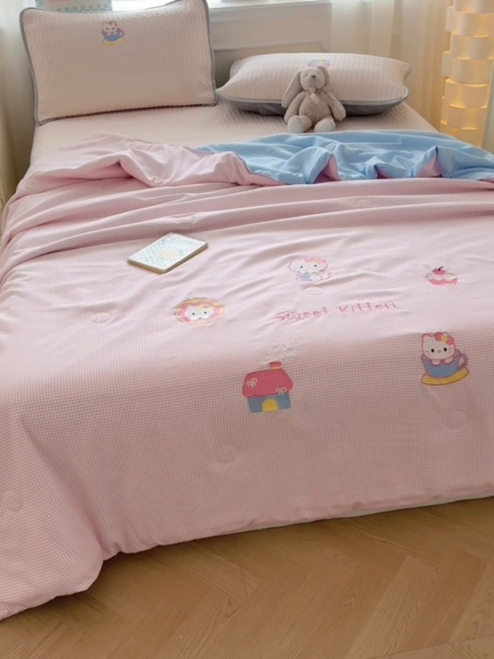 91家纺网 家纺一手货源 找家纺 （总）慕尚家纺 2025刺绣款乳胶凉席水洗棉夏被三件套四件套