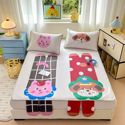 91家纺网 家纺一手货源 找家纺 乐童家纺 2025新款大版300D冰藤席 趣味朋友