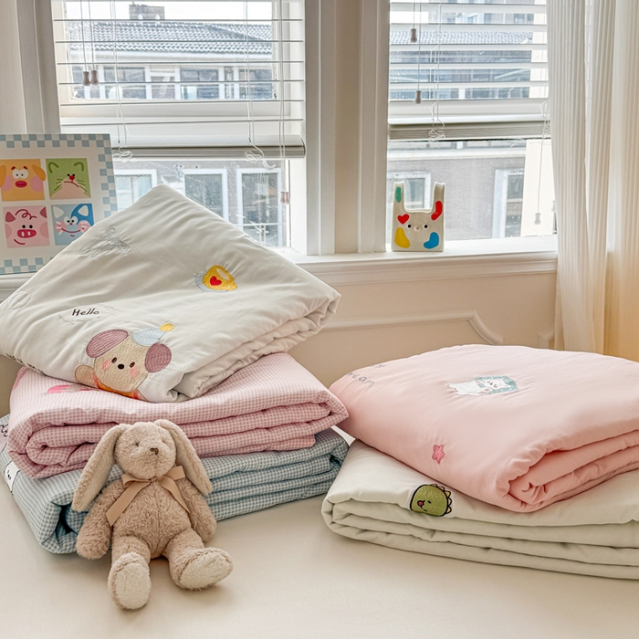 91家纺网 家纺一手货源 找家纺 慕尚家纺 2025刺绣款乳胶凉席水洗棉夏被三件套四件套 组合图