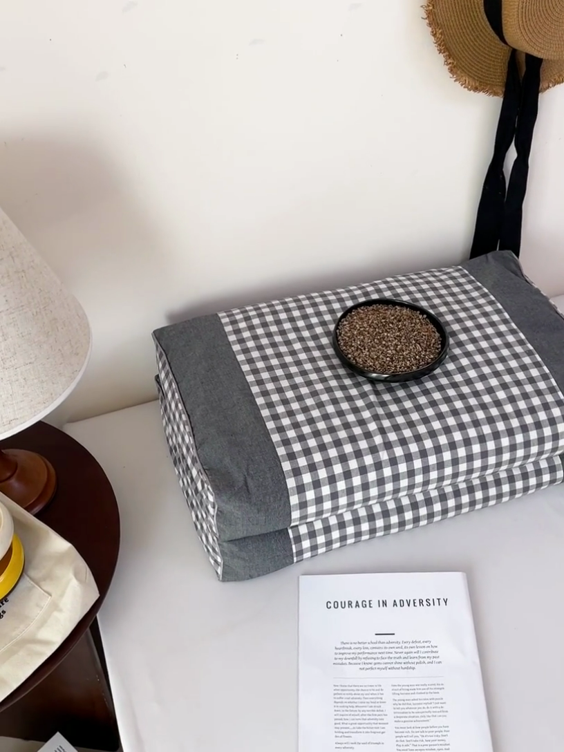 91家纺网 家纺一手货源 找家纺 卓昌枕芯 2025新款全棉水洗棉色织荞麦枕头枕芯 水洗棉荞麦枕-灰格子