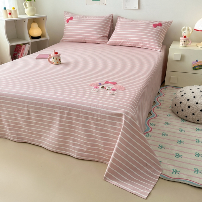 91家纺网 家纺一手货源 找家纺 如意朵 2025全棉老粗布刺绣床单系列 小可爱