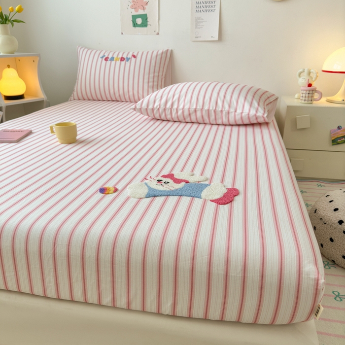 91家纺网 家纺一手货源 找家纺 （总）如意朵 2025全棉老粗布刺绣床笠系列