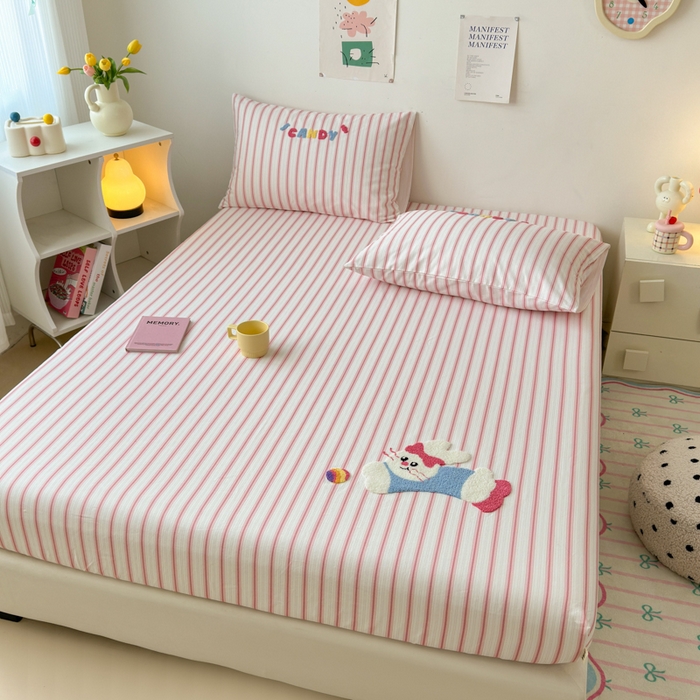 91家纺网 家纺一手货源 找家纺 （总）如意朵 2025全棉老粗布刺绣床笠系列