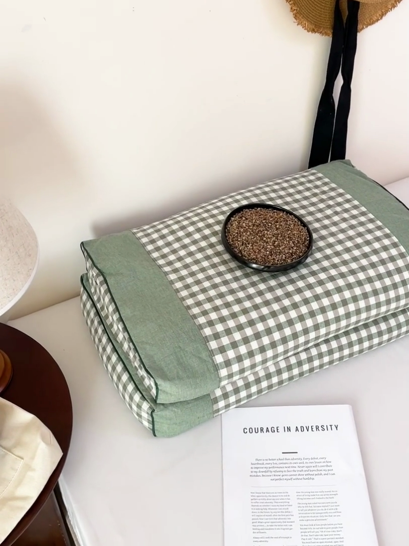 91家纺网 家纺一手货源 找家纺 卓昌枕芯 2025新款全棉水洗棉色织荞麦枕头枕芯 水洗棉荞麦枕-绿格子