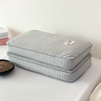 卓昌枕芯 2025新款韩式磨毛水洗棉面包荞麦枕头枕芯 雾凇灰-水洗棉荞麦枕