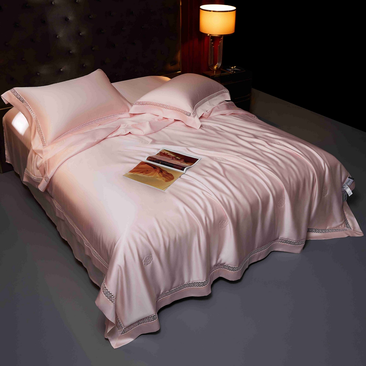 91家纺网 家纺一手货源 找家纺 米多多 2025新款天丝蚕丝夏被【含30%蚕丝】 樱花粉