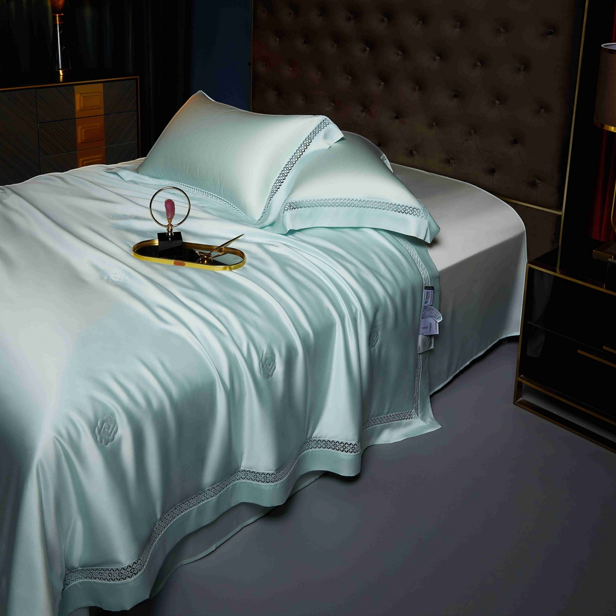 91家纺网 家纺一手货源 找家纺 米多多 2025新款天丝蚕丝夏被【含30%蚕丝】 琉光绿