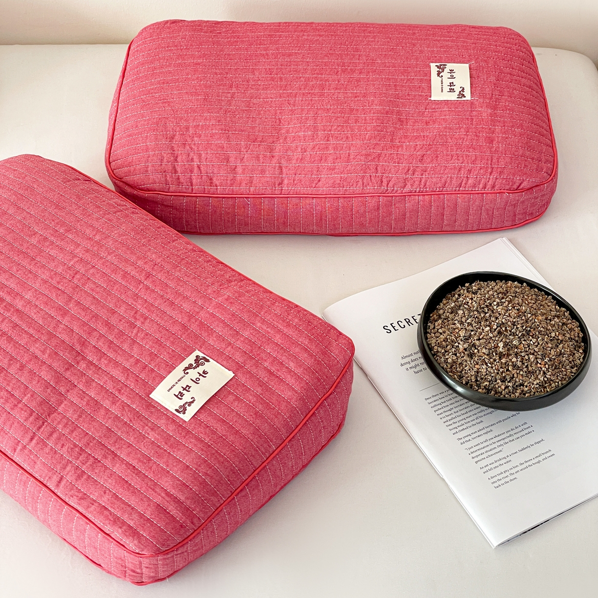 91家纺网 家纺一手货源 找家纺 卓昌枕芯 2025新款韩式磨毛水洗棉面包荞麦枕头枕芯 朱砂红-水洗棉荞麦枕