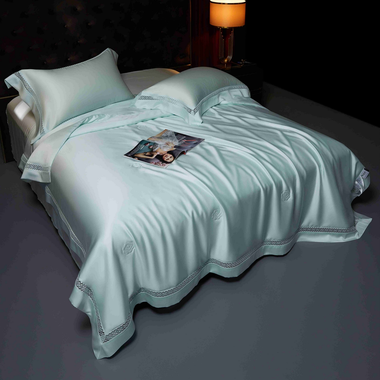 91家纺网 家纺一手货源 找家纺 米多多 2025新款天丝蚕丝夏被【含30%蚕丝】 琉光绿