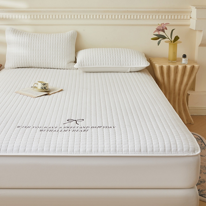 91家纺网 家纺一手货源 找家纺 （总）3C 2025新款全棉水洗棉夹棉 床笠-蝴蝶结