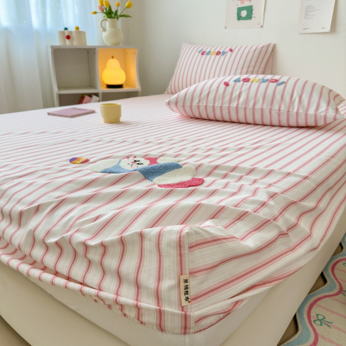 91家纺网 家纺一手货源 找家纺 （总）如意朵 2025全棉老粗布刺绣床笠系列