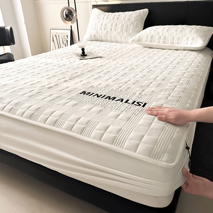 3C 2025新款全棉水洗棉刺绣夹棉床笠 漫生活 云朵白