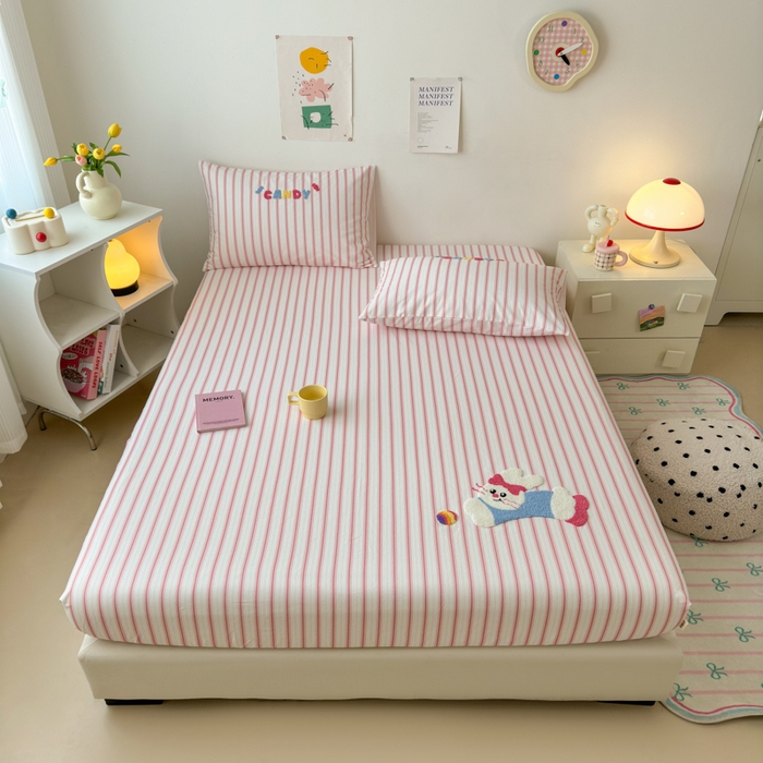 91家纺网 家纺一手货源 找家纺 （总）如意朵 2025全棉老粗布刺绣床笠系列