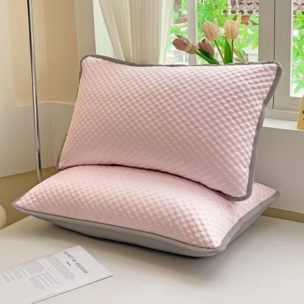 卓昌枕芯 2025新款夏天冰豆豆冰丝枕套新款家用一对装枕芯套学生宿舍单只整头套 粉色