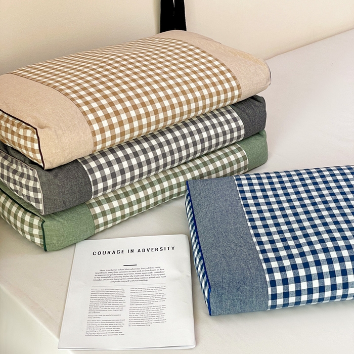 91家纺网 家纺一手货源 找家纺 卓昌枕芯 2025新款全棉水洗棉色织荞麦枕头枕芯 水洗棉荞麦枕-灰格子