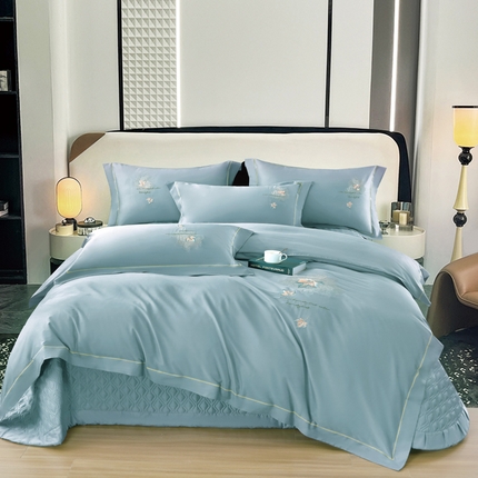91家纺网 家纺一手货源 找家纺 （总）OL家纺 2025新款100支天丝棉居家轻奢床盖夹棉防滑四件套