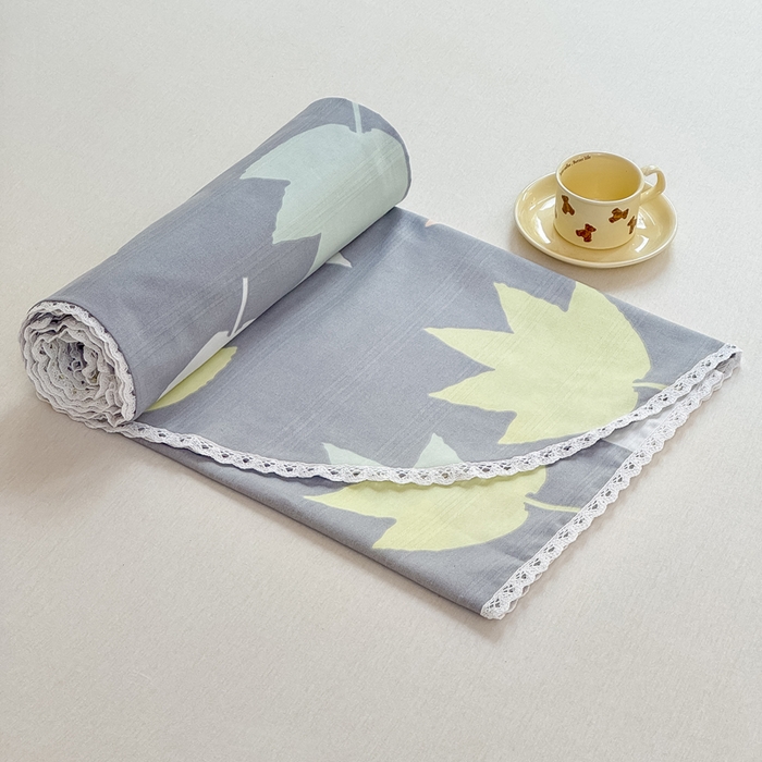 91家纺网 家纺一手货源 找家纺 宜家坊 2025新款春夏原棉鱼骨棉老粗布花边印花床单软凉席三件套 叶韵秋眠