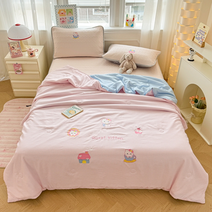 91家纺网 家纺一手货源 找家纺 （总）慕尚家纺 2025刺绣款乳胶凉席水洗棉夏被三件套四件套