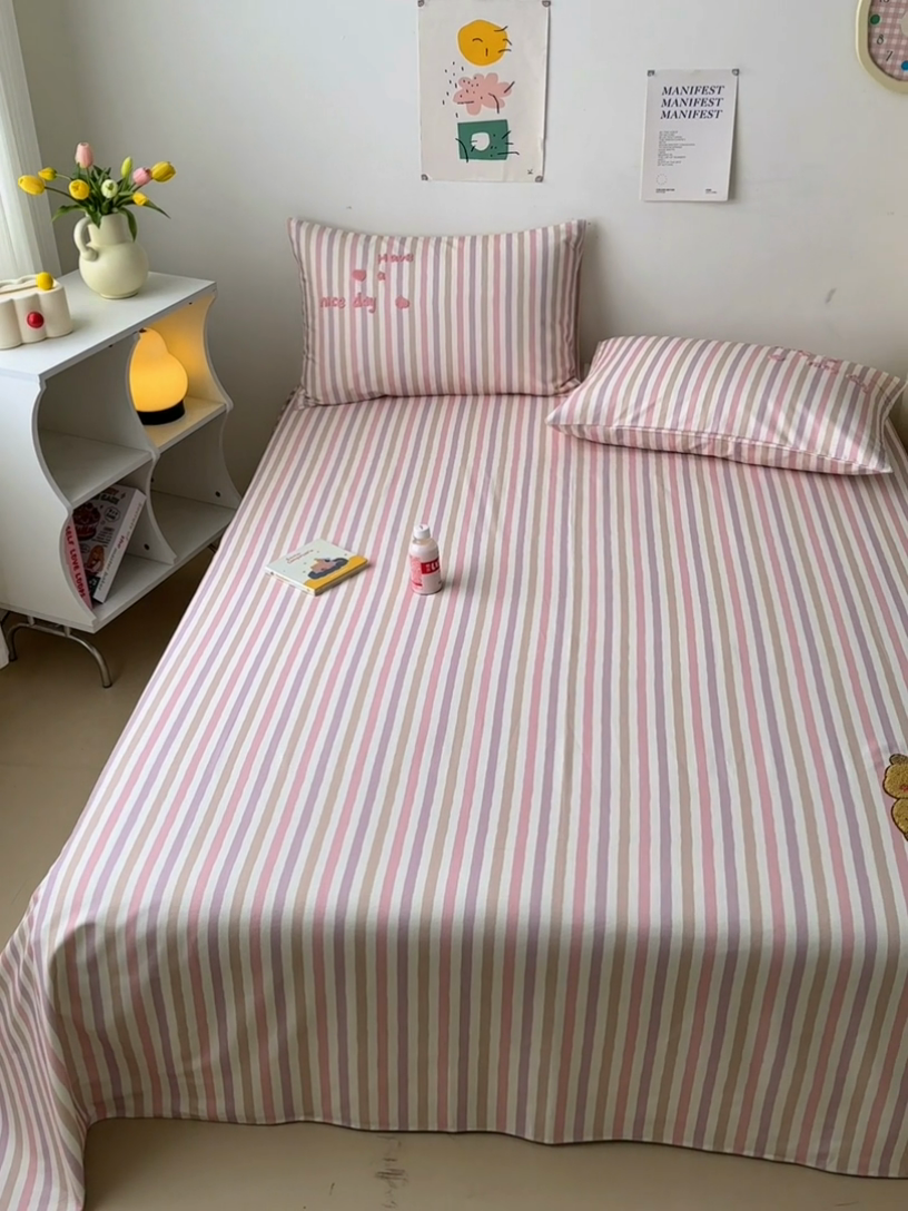 91家纺网 家纺一手货源 找家纺 如意朵 2025全棉老粗布刺绣床单系列 小卡皮