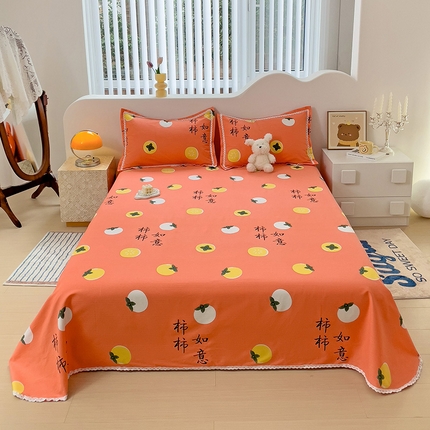 91家纺网 家纺一手货源 找家纺 （总）宜家坊 2025新款春夏原棉鱼骨棉老粗布花边印花床单软凉席三件套