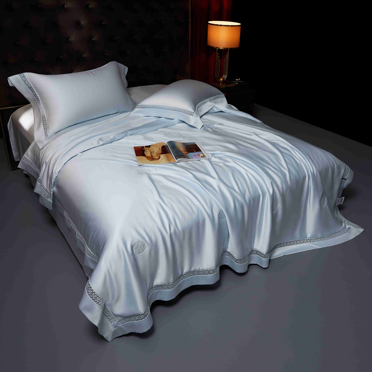 91家纺网 家纺一手货源 找家纺 米多多 2025新款天丝蚕丝夏被【含30%蚕丝】 冰蓝