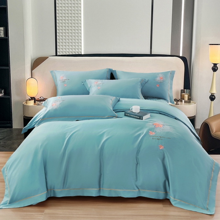 91家纺网 家纺一手货源 找家纺 OL家纺 2025新款100支天丝棉居家轻奢床盖夹棉防滑四件套 水云兰