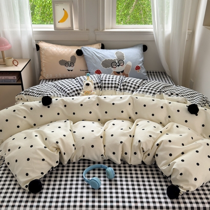 91家纺网 家纺一手货源 找家纺 （总）乐童家纺 2025新款数码枕混搭毛球系列四件套