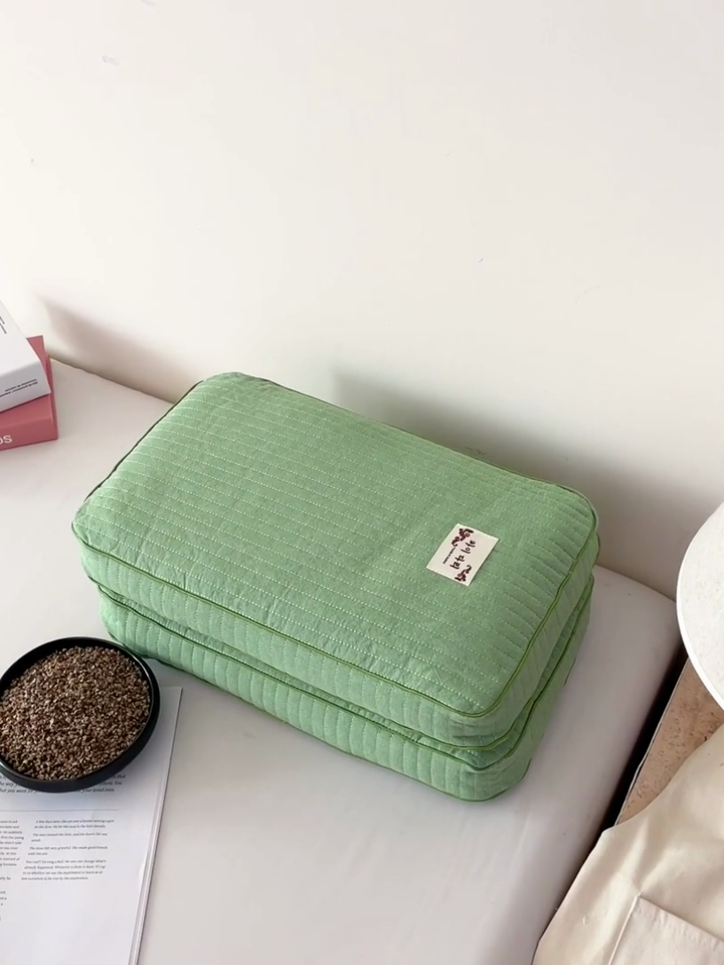 91家纺网 家纺一手货源 找家纺 卓昌枕芯 2025新款韩式磨毛水洗棉面包荞麦枕头枕芯 香草绿-水洗棉荞麦枕