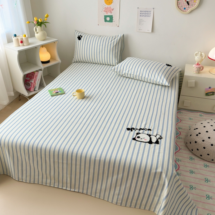 91家纺网 家纺一手货源 找家纺 如意朵 2025全棉老粗布刺绣床单系列 小熊喵