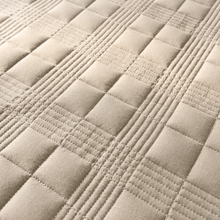 91家纺网 家纺一手货源 找家纺 3C 2025新款全棉水洗棉刺绣夹棉床笠 漫生活 卡其